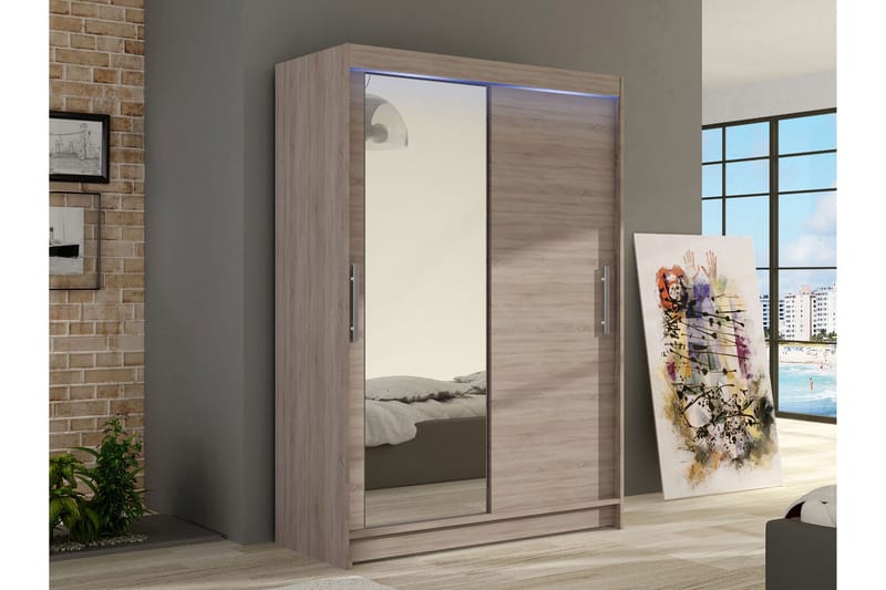 Biscayne Garderob m. Spegel 120x200 cm - Brun - Förvaring - Garderober & garderobssystem