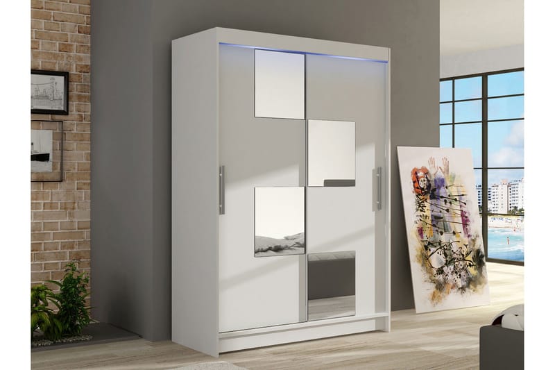 Biscayne Garderob m. Spegel 120x200 cm - Grå - Förvaring - Garderober & garderobssystem