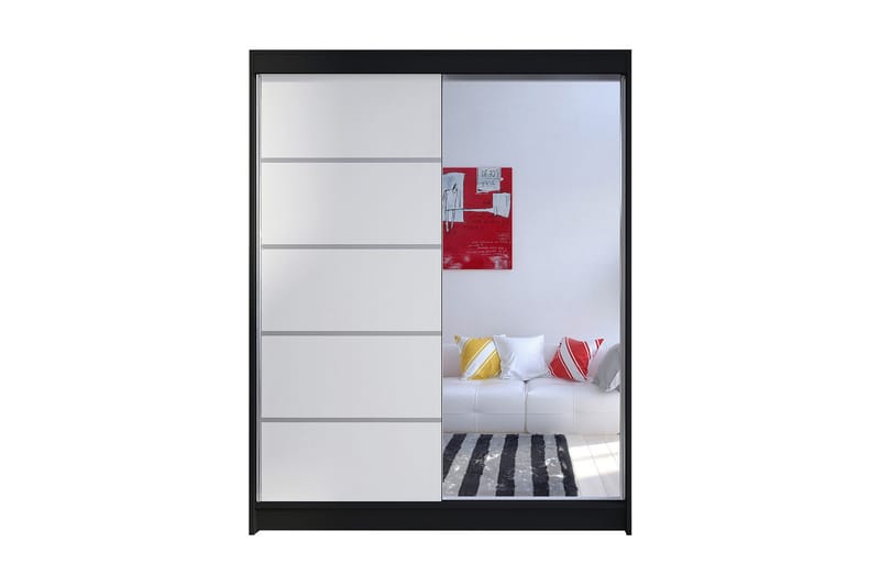 Camino Garderob 58x150 cm LED-belysning, Svart/Vit