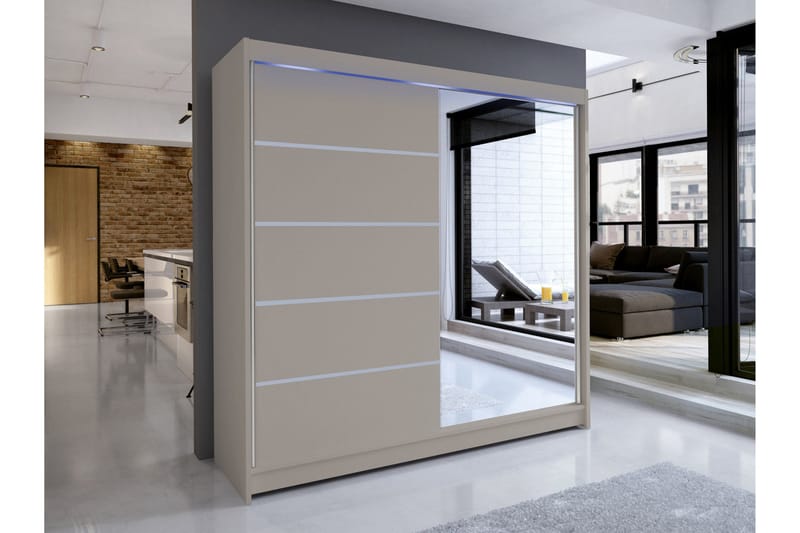Canderbury Garderob m. Spegel 180x215 cm - Beige - Förvaring - Garderober & garderobssystem