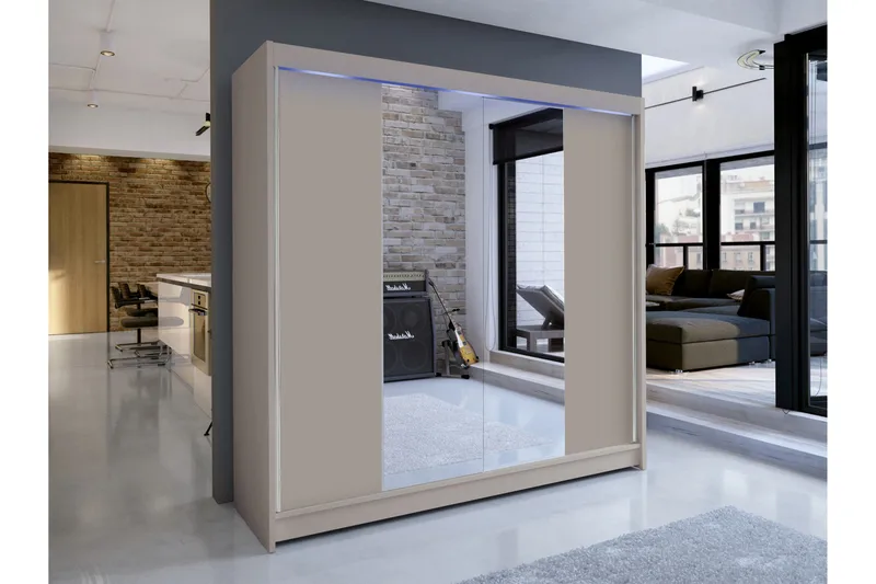 Canderbury Garderob m. Spegel 180x215 cm - Beige - Förvaring - Garderober & garderobssystem