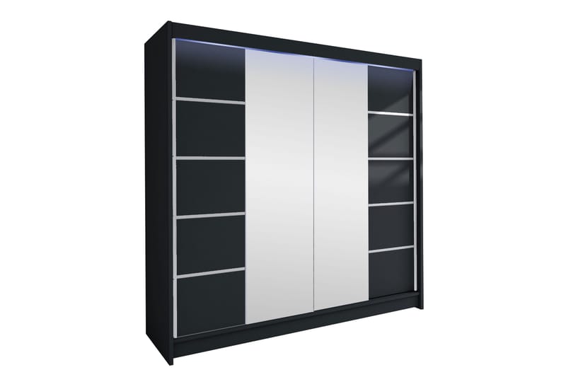 Canderbury Garderob m. Spegel 180x215 cm - Svart - Förvaring - Garderober & garderobssystem