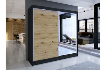 Canderbury Garderob m. Spegel 180x215 cm - Svart/Brun - Förvaring - Garderober & garderobssystem