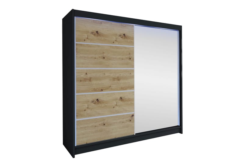 Canderbury Garderob m. Spegel 180x215 cm - Svart/Brun - Förvaring - Garderober & garderobssystem
