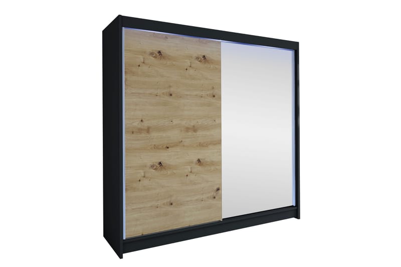 Canderbury Garderob m. Spegel 180x215 cm - Svart/Brun - Förvaring - Garderober & garderobssystem