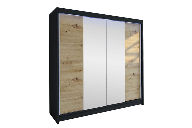 Canderbury Garderob m. Spegel 180x215 cm - Svart/Brun - Förvaring - Garderober & garderobssystem