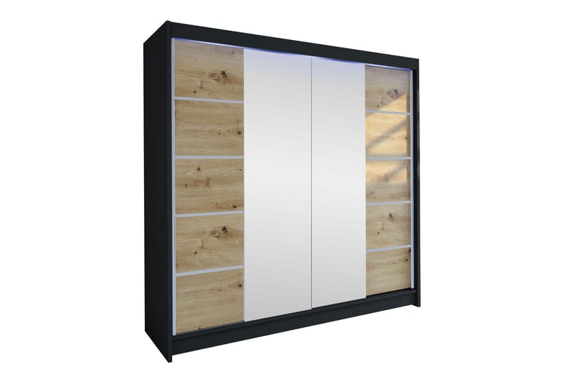 Canderbury Garderob m. Spegel 180x215 cm - Svart/Brun - Förvaring - Garderober & garderobssystem