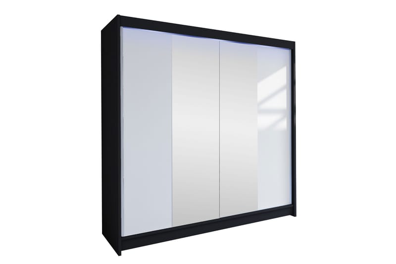 Canderbury Garderob m. Spegel 180x215 cm, Svart/Vit