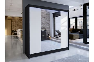 Canderbury Garderob m. Spegel 180x215 cm - Svart/Vit - Förvaring - Garderober & garderobssystem
