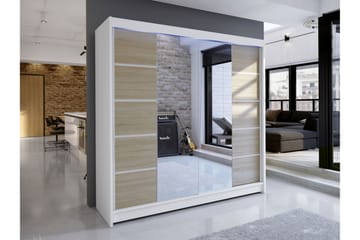 Canderbury Garderob m. Spegel 180x215 cm - Vit/Brun - Förvaring - Garderober & garderobssystem