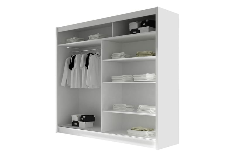 Canderbury Garderob m. Spegel 180x215 cm - Vit/Brun - Förvaring - Garderober & garderobssystem