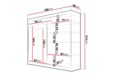 Canderbury Garderob m. Spegel 180x215 cm - Vit/Brun - Förvaring - Garderober & garderobssystem
