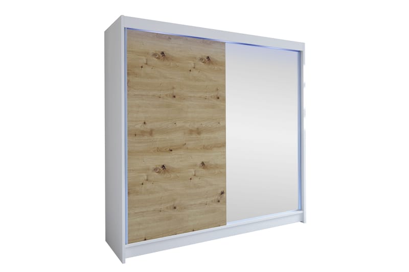 Canderbury Garderob m. Spegel 180x215 cm - Vit/Brun - Förvaring - Garderober & garderobssystem