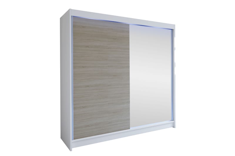 Canderbury Garderob m. Spegel 180x215 cm - Vit/Brun - Förvaring - Garderober & garderobssystem
