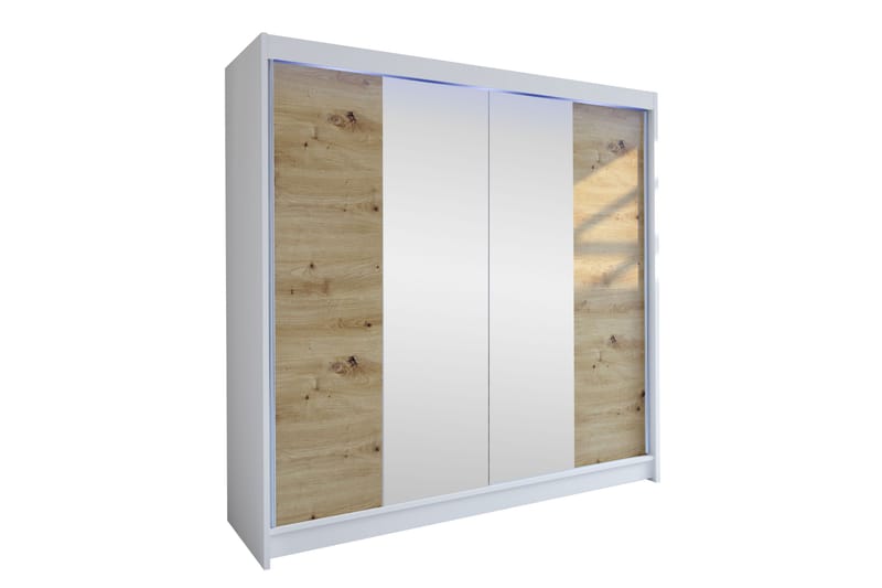 Canderbury Garderob m. Spegel 180x215 cm - Vit/Brun - Förvaring - Garderober & garderobssystem