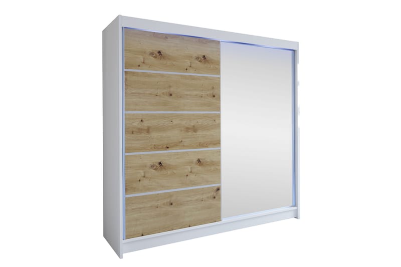Canderbury Garderob m. Spegel 180x215 cm - Vit/Brun - Förvaring - Garderober & garderobssystem