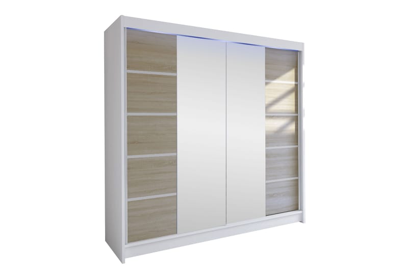 Canderbury Garderob m. Spegel 180x215 cm - Vit/Brun - Förvaring - Garderober & garderobssystem