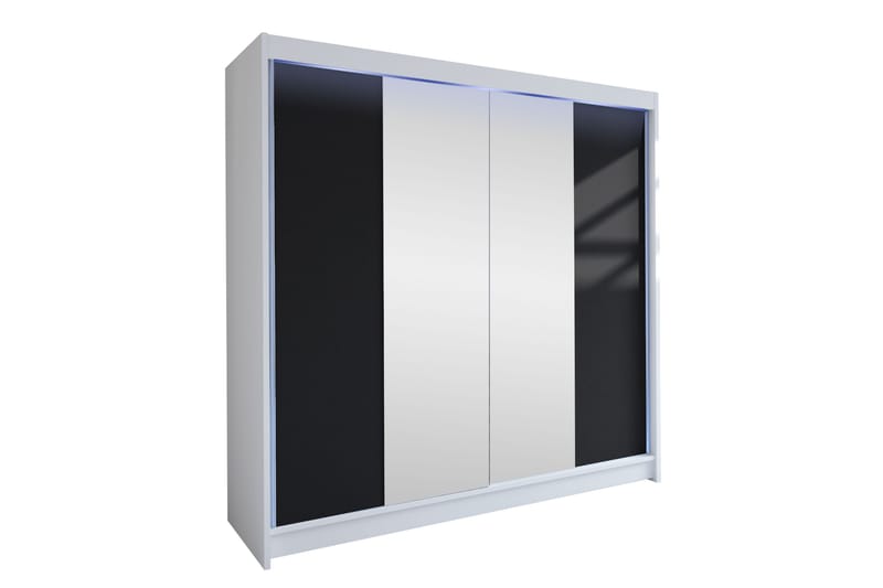 Canderbury Garderob m. Spegel 180x215 cm - Vit/Svart - Förvaring - Garderober & garderobssystem