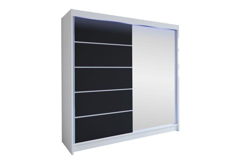 Canderbury Garderob m. Spegel 180x215 cm - Vit/Svart - Förvaring - Garderober & garderobssystem