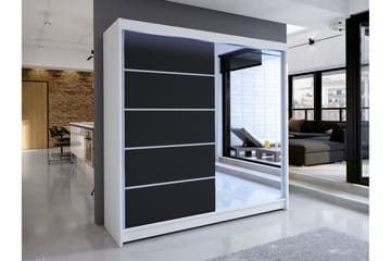 Canderbury Garderob m. Spegel 180x215 cm - Vit/Svart - Förvaring - Garderober & garderobssystem