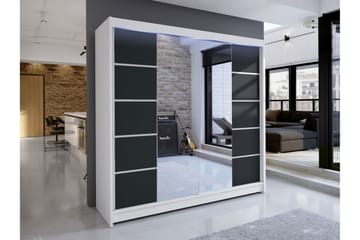 Canderbury Garderob m. Spegel 180x215 cm - Vit/Svart - Förvaring - Garderober & garderobssystem