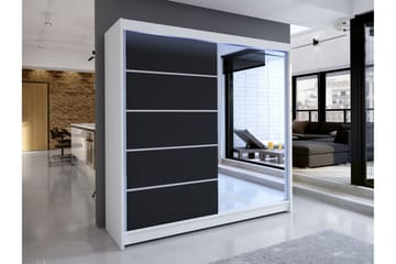 Canderbury Garderob m. Spegel 180x215 cm - Vit/Svart - Förvaring - Garderober & garderobssystem