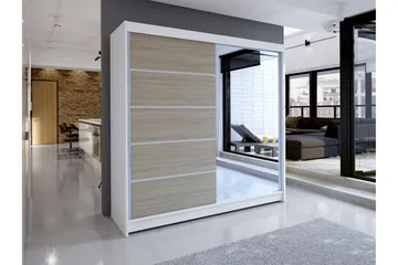 Canderbury Garderob med Spegel 180x215 cm - Brun/Vit - Förvaring - Garderober & garderobssystem