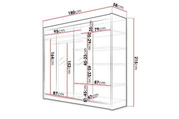 Canderbury Garderob med Spegel 180x215 cm - Svart - Förvaring - Garderober & garderobssystem