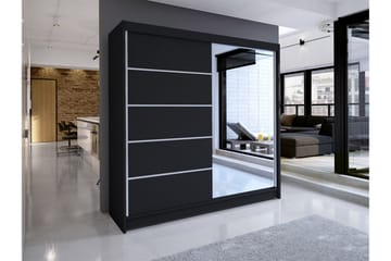Canderbury Garderob med Spegel 180x215 cm - Svart - Förvaring - Garderober & garderobssystem
