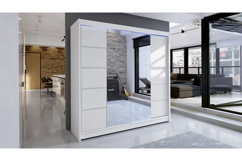 Canderbury Garderob med Spegel 180x215 cm - Vit - Förvaring - Garderober & garderobssystem