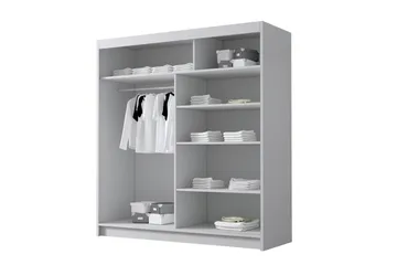 Chavez Garderob med Spegel 180x215 cm - Vit - Förvaring - Garderober & garderobssystem