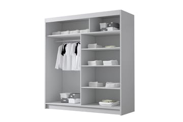 Chavez Garderob med Spegel 180x215 cm - Vit - Förvaring - Garderober & garderobssystem