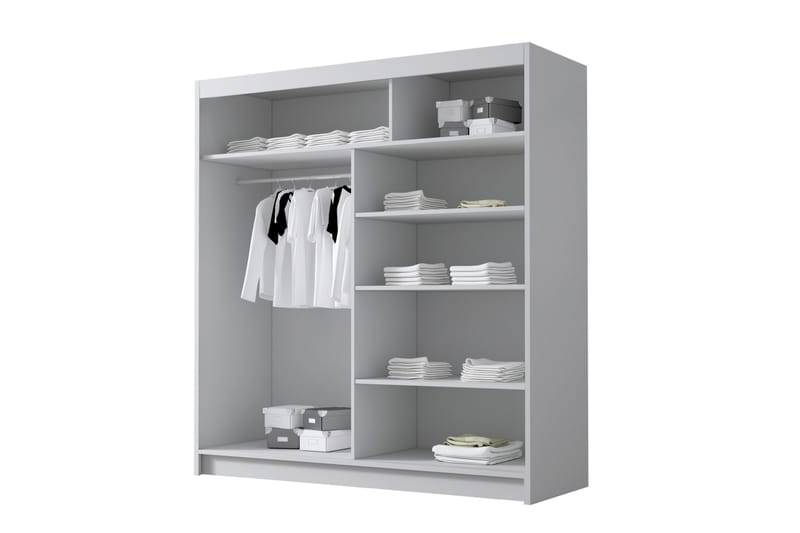 Chavez Garderob med Spegel 180x215 cm - Vit - Förvaring - Garderober & garderobssystem
