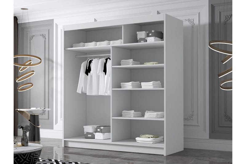 Chavez Garderob med Spegel 180x215 cm - Vit - Förvaring - Garderober & garderobssystem