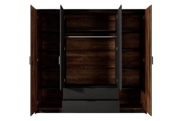 Coralina Garderob m. Spegel 224x210 cm - Brun/Svart - Förvaring - Garderober & garderobssystem