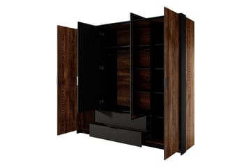 Coralina Garderob m. Spegel 224x210 cm - Brun/Svart - Förvaring - Garderober & garderobssystem