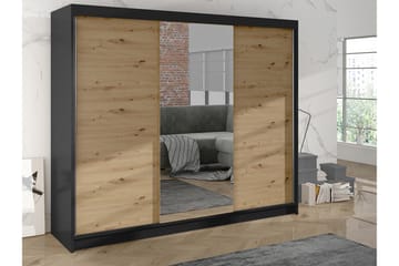 Cyria Garderob med Spegel 200x215 cm - Brun/Svart - Förvaring - Garderober & garderobssystem
