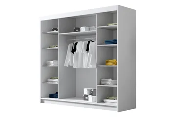 Dianna Garderob med Spegel 200x215 cm - Svart/Vit - Förvaring - Garderober & garderobssystem