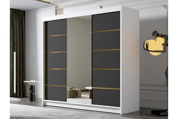 Dianna Garderob med Spegel 200x215 cm - Svart/Vit - Förvaring - Garderober & garderobssystem