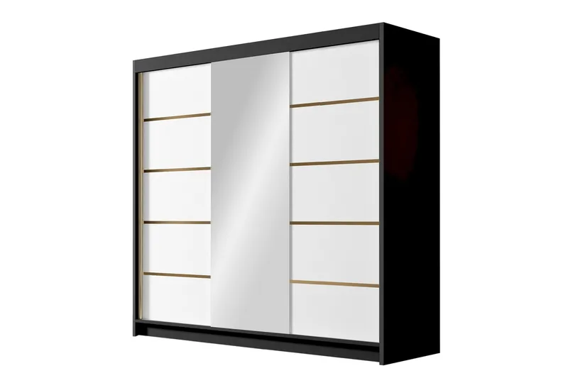 Dianna Garderob med Spegel 200x215 cm - Vit/Svart - Förvaring - Garderober & garderobssystem