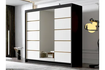 Dianna Garderob med Spegel 200x215 cm - Vit/Svart - Förvaring - Garderober & garderobssystem