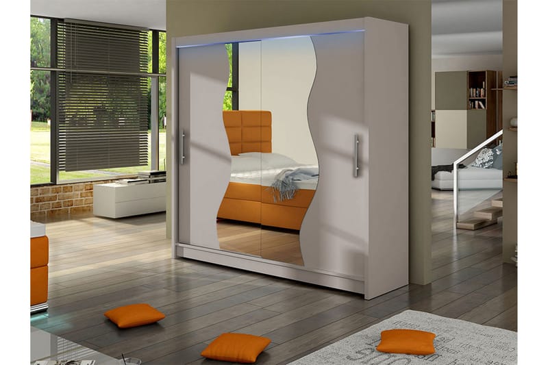 Dravon Garderob m. Spegel 180x215 cm - Beige - Förvaring - Garderober & garderobssystem