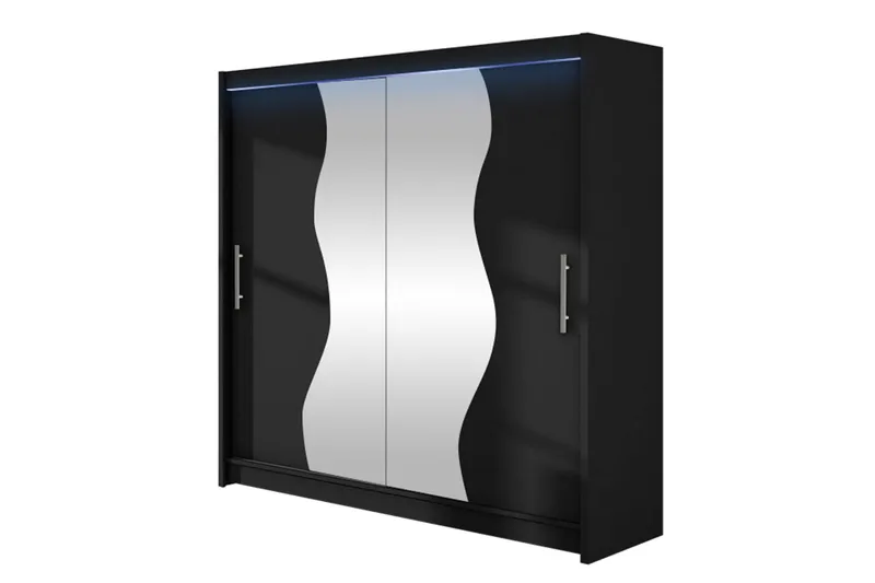 Dravon Garderob m. Spegel 180x215 cm - Svart - Förvaring - Garderober & garderobssystem
