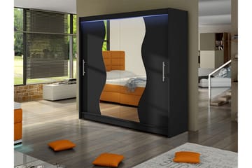 Dravon Garderob m. Spegel 180x215 cm - Svart - Förvaring - Garderober & garderobssystem