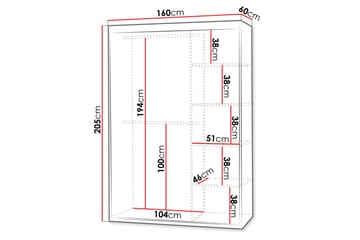 Duets Garderob m. Spegel 160x205 cm - Svart - Förvaring - Garderober & garderobssystem