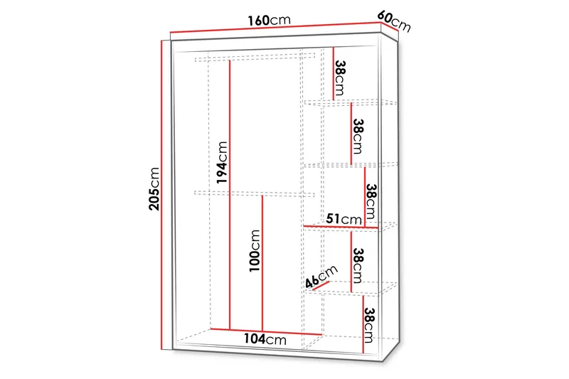 Duets Garderob m. Spegel 160x205 cm - Vit - Förvaring - Garderober & garderobssystem