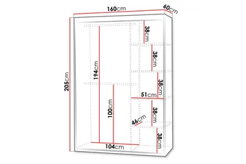 Duets Garderob med Spegel 160x205 cm - Beige - Förvaring - Garderober & garderobssystem