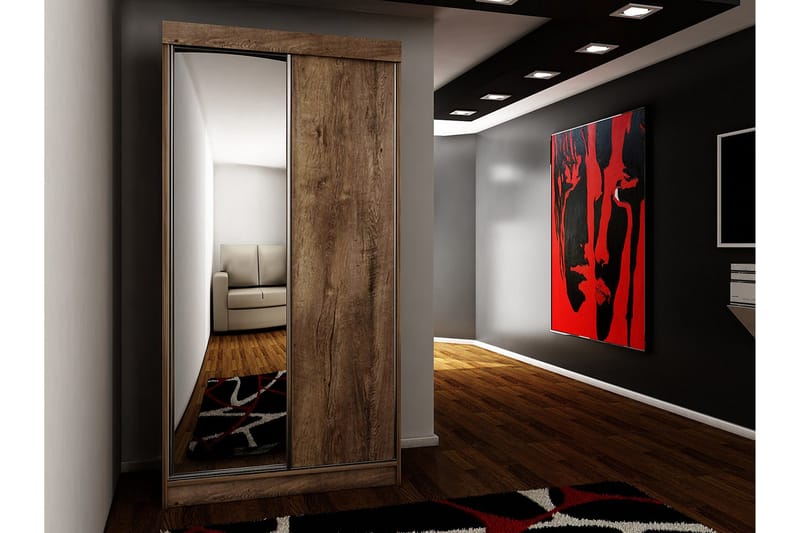 Dunkra Garderob m. Spegel 100x200 cm - Beige - Förvaring - Garderober & garderobssystem