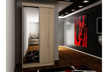 Dunkra Garderob m. Spegel 100x200 cm - Brun - Förvaring - Garderober & garderobssystem