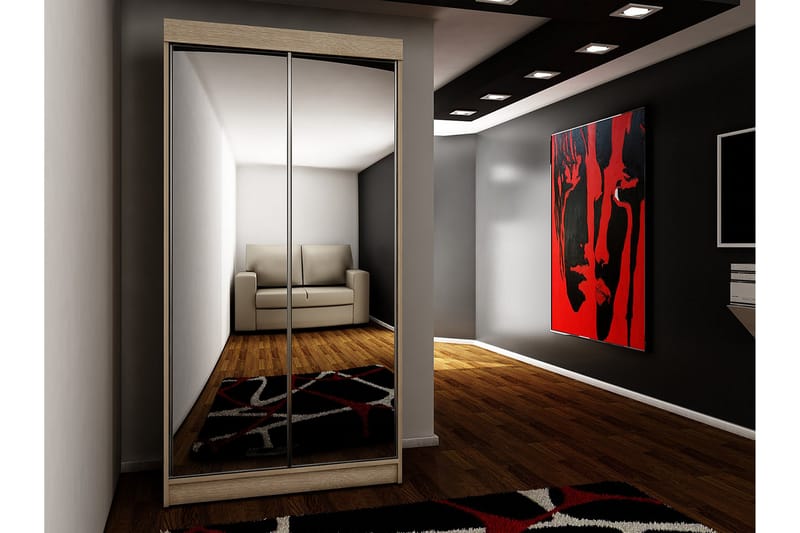 Dunkra Garderob m. Spegel 100x200 cm - Svart - Förvaring - Garderober & garderobssystem